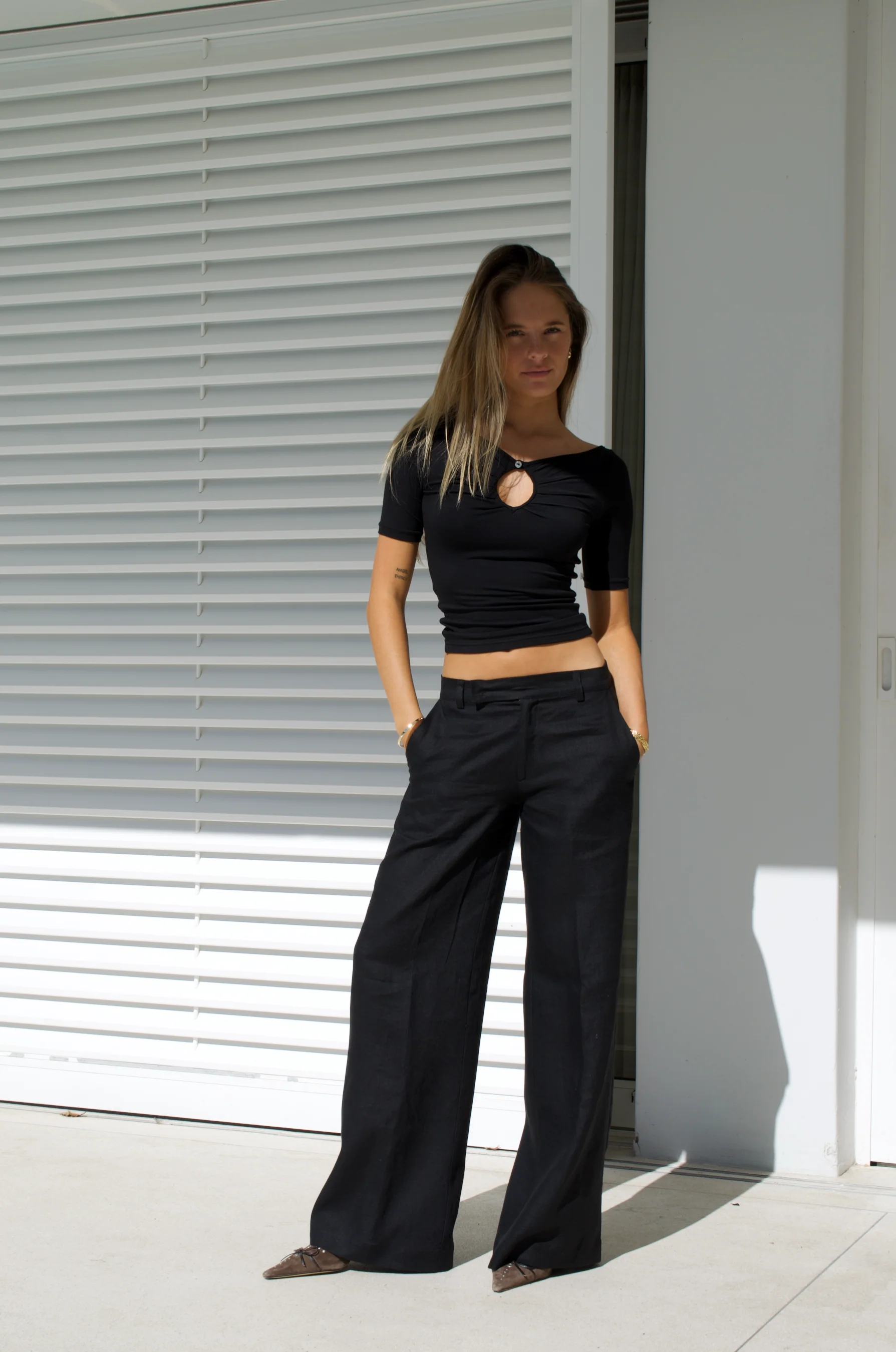 Gea Trousers | Black Linen - Image 3