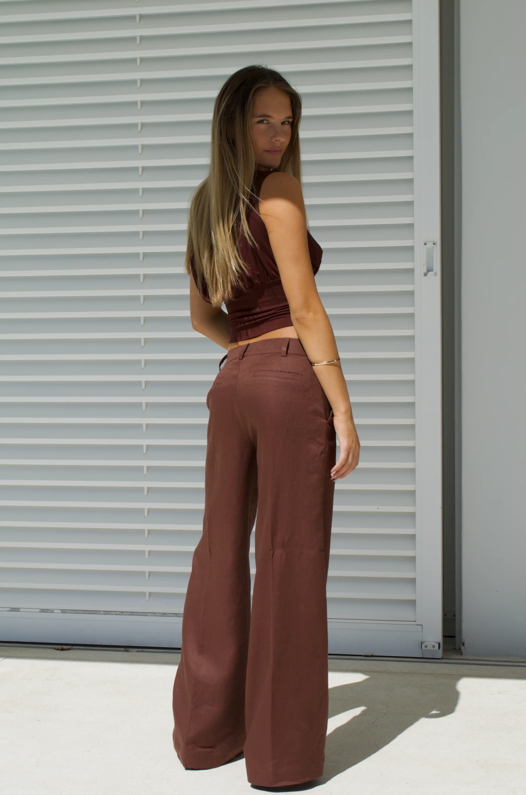Gea Trousers | Chocolate Linen - Image 4