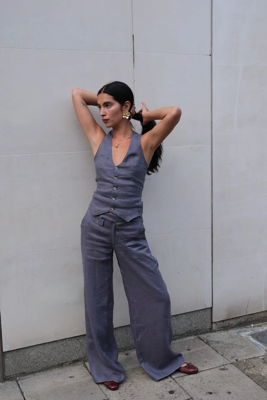 Linen Highline Waistcoat | Haze - Image 3