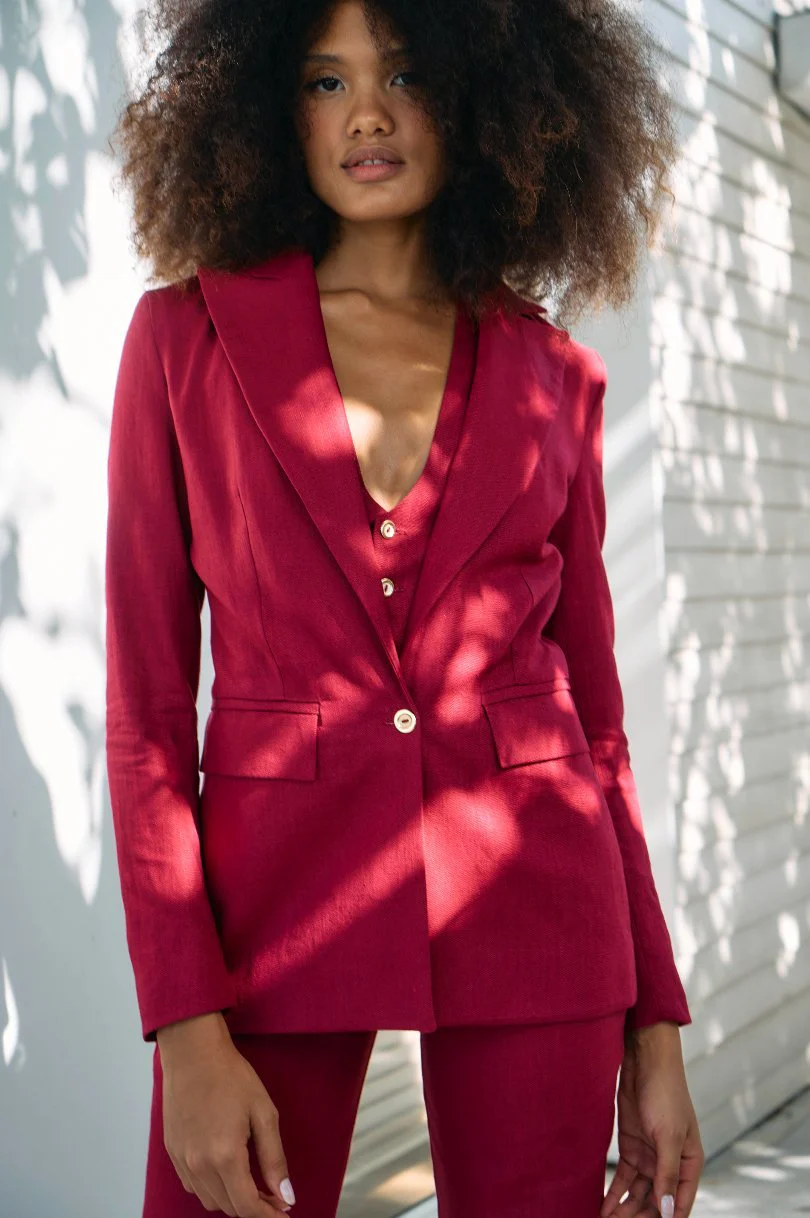 Raspberry Linen Suit - Image 4