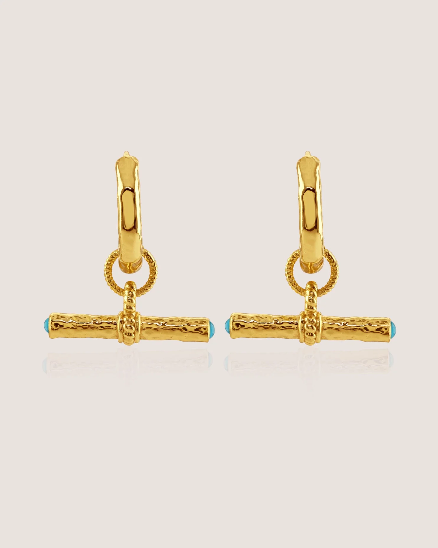 T-Bar Maxi Hoops | Turquoise - Image 4