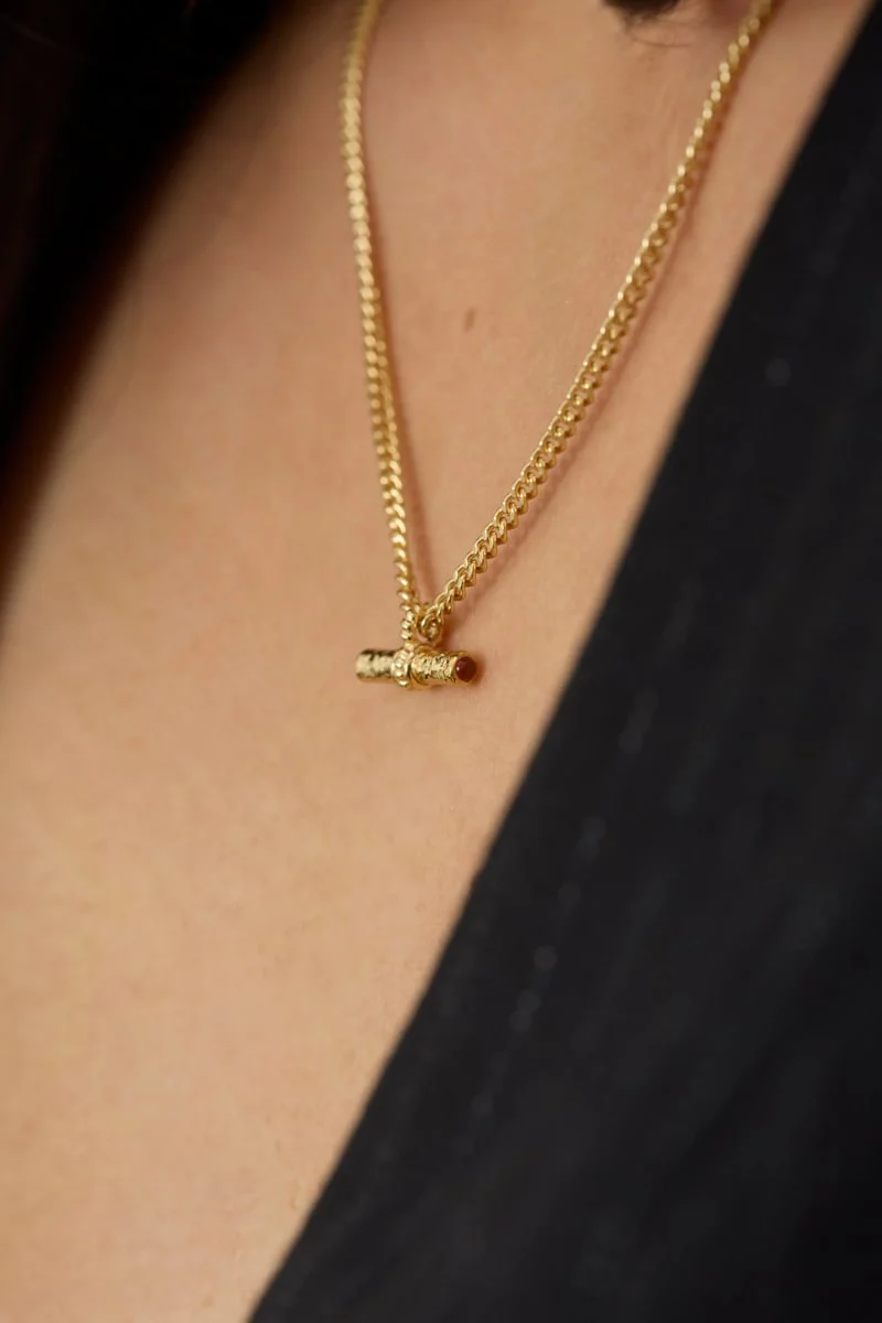 T-Bar Mini Necklace | Red - Image 5